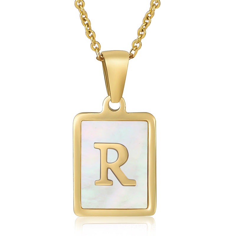 Wholesale Titanium Steel Shell Alphabet 18K Gold Necklace